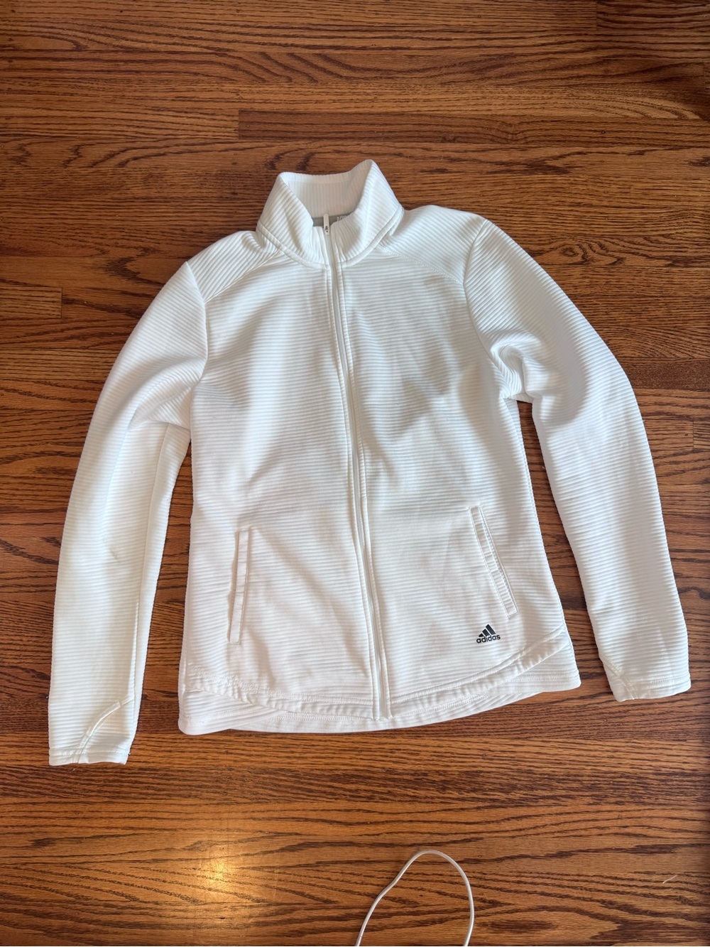 Golf - adidas Women's White Ribbed Full-Zip Utility Jacket